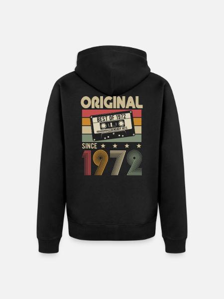 Originele 1972 Retro Vintage Verjaardagscadeau - Uniseks Premium bio ziphoodie - zwart