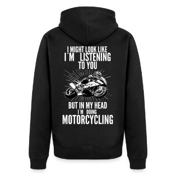 Motorcycle Lifestyle / Motorbike / Motorcycles biker - Unisex Premium Organic Zip Hoodie - black - Back - Nico (187cm)