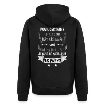 Le meilleur des papys odée cadeau grand père - Veste à capuche bio Premium Unisexe - noir - Dos - Nico (187cm)