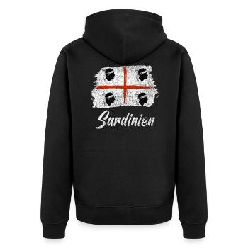 Sardinien retro - Unisex Premium Bio Zip Hoodie - Schwarz - Hinten - Nico (187cm)