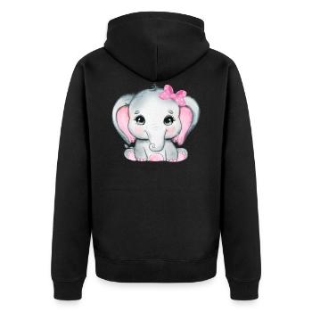 Baby Elephant Funny Sweet T-shirt Gift Idea - Unisex Premium Organic Zip Hoodie - black - Back - Nico (187cm)