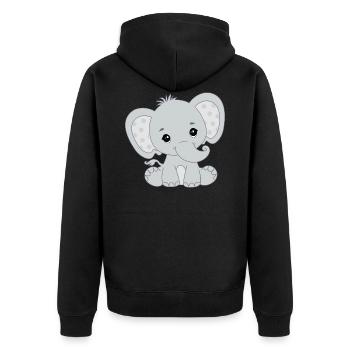Baby Elephant Funny Sweet T-shirt Gift Idea - Unisex Premium Organic Zip Hoodie - black - Back - Nico (187cm)