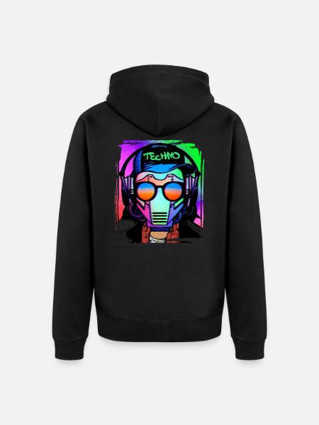 Psychedelic / Techno / Minimal Head Design - Unisex Premium Bio Zip Hoodie - Schwarz