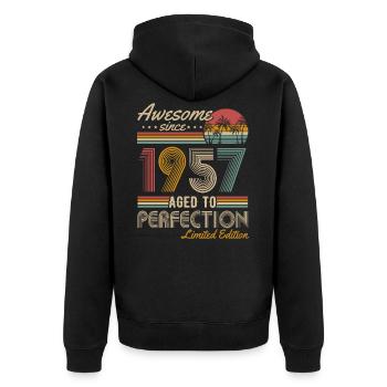 Né 1957 Vintage Anniversaire Rétro - Veste à capuche bio Premium Unisexe - noir - Dos - Nico (187cm)