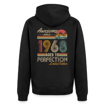 Né 1968 Vintage Anniversaire Rétro - Veste à capuche bio Premium Unisexe - noir - Dos - Nico (187cm)
