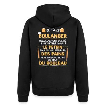 baker humor ifée gift bakery man - Unisex Premium Organic Zip Hoodie - black - Back - Nico (187cm)