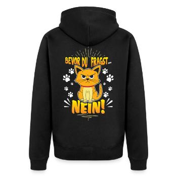 Bevor du Fragst Nein - Unisex Premium Bio Zip Hoodie - Schwarz - Hinten - Nico (187cm)