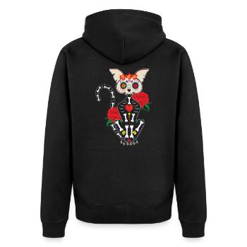 Muertos Day Of Dead Sugar Skull Halloween Cat - Unisex Premium Bio Zip Hoodie - Schwarz - Hinten - Nico (187cm)