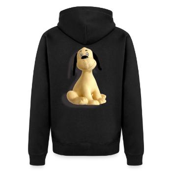 Hund Wum 80er Trend - Unisex Premium Bio Zip Hoodie - Schwarz - Hinten - Nico (187cm)