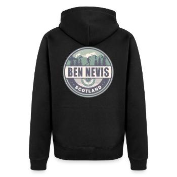 Ben Nevis Schottland Grampian Mountains Wandern - Unisex Premium Bio Zip Hoodie - Schwarz - Hinten - Nico (187cm)