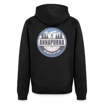 Annapurna Himalayas Nepal Vintage Hiking Design - Unisex Premium Organic Zip Hoodie - black - Back - Nico (187cm)