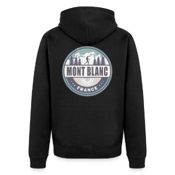 Mont Blanc France French Alps Vintage Hiking - Unisex Premium Organic Zip Hoodie - black - Back - Nico (187cm)