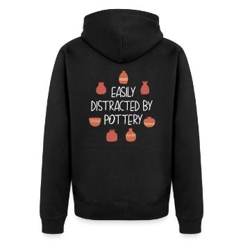 Potter Pottery - Unisex Premium Organic Zip Hoodie - black - Back - Nico (187cm)