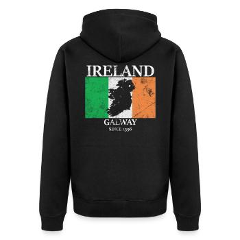 Ireland Galway Europe - Unisex Premium Organic Zip Hoodie - black - Back - Nico (187cm)