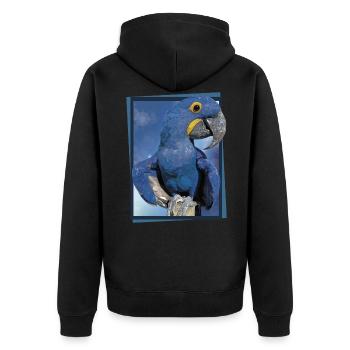 Hyacinth Macaw - Unisex Premium Organic Zip Hoodie - black - Back - Nico (187cm)