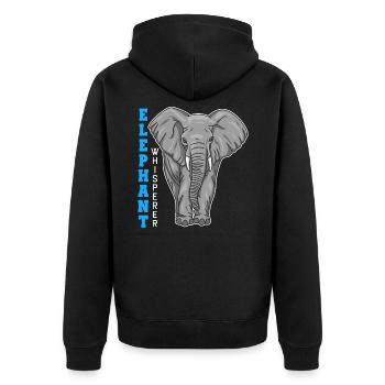 Elephant Elephant Whisperer - Unisex Premium Organic Zip Hoodie - black - Back - Nico (187cm)