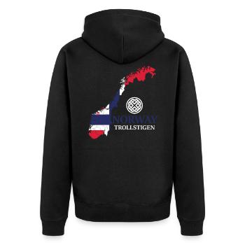 Norwegen Trollstigen Rune Wikinger - Unisex Premium Bio Zip Hoodie - Schwarz - Hinten - Nico (187cm)