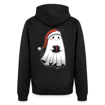 Weihnachtsgeist Kalervo Drucken - Unisex Premium Bio Zip Hoodie - Schwarz - Hinten - Nico (187cm)