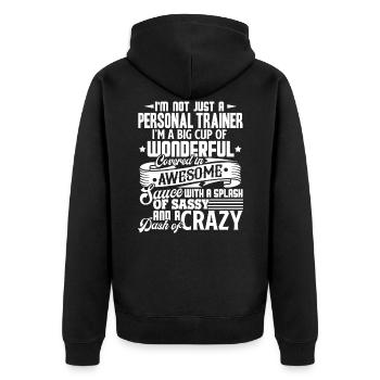 Personal Trainer Just A Personal Trainer - Unisex Premium Organic Zip Hoodie - black - Back - Nico (187cm)