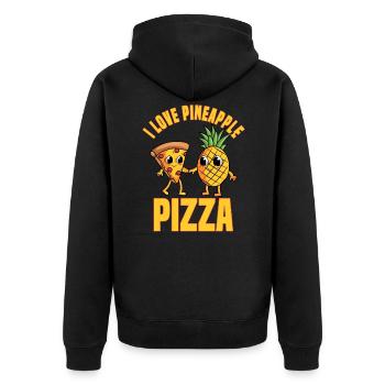 I Love Pineapple Pizza - Unisex Premium Bio Zip Hoodie - Schwarz - Hinten - Nico (187cm)