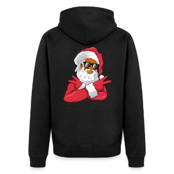 Afroamerikanischer Weihnachtsmann - Unisex Premium Bio Zip Hoodie - Schwarz - Hinten - Nico (187cm)