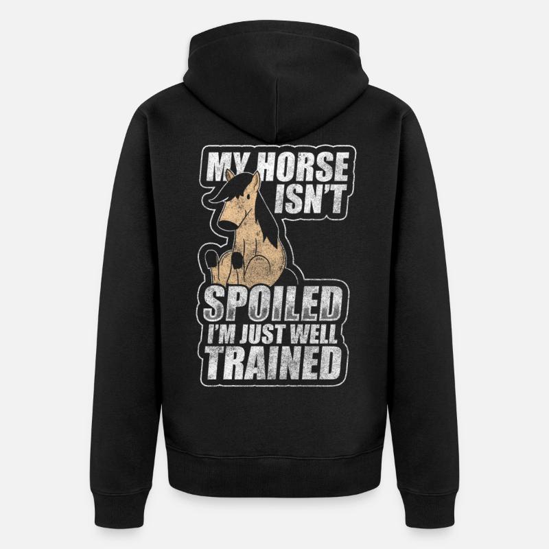 Pferd Tier - Unisex Premium Bio Zip Hoodie - Schwarz