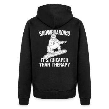 SNOWBOARDING Snowboard - Unisex Premium Bio Zip Hoodie - Schwarz - Hinten - Nico (187cm)