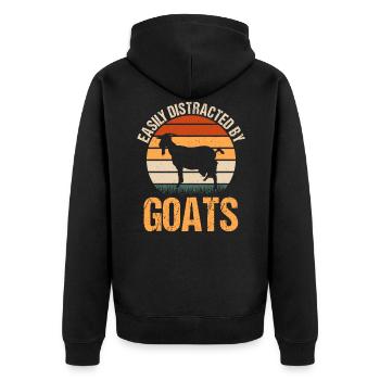 Easily Distracted By Goats - Unisex Premium Organic Zip Hoodie - black - Back - Nico (187cm)