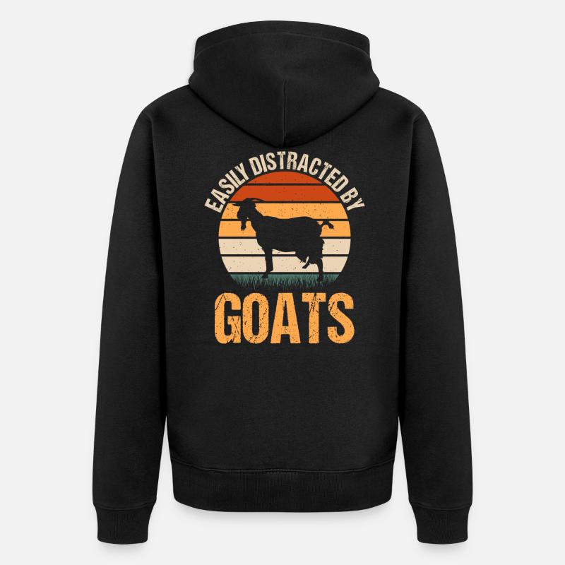 Facilement distrait par les chèvres - Veste à capuche bio Premium Unisexe - noir