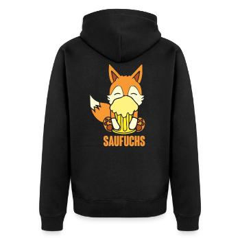 Fuchs Saufuchs Biertrinker Saufen Bier - Unisex Premium Bio Zip Hoodie - Schwarz - Hinten - Nico (187cm)
