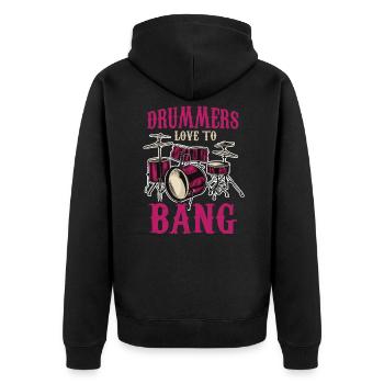 Schlagzeuger Drums - Unisex Premium Bio Zip Hoodie - Schwarz - Hinten - Nico (187cm)