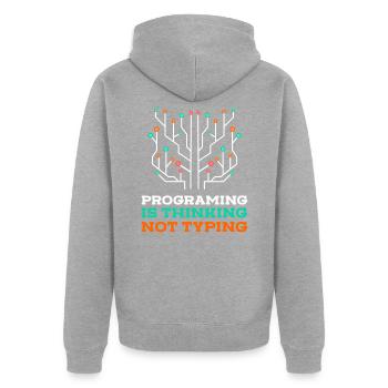 Programmer Coder Nerd - Unisex Premium Organic Zip Hoodie - heather grey - Back - Nico (187cm)