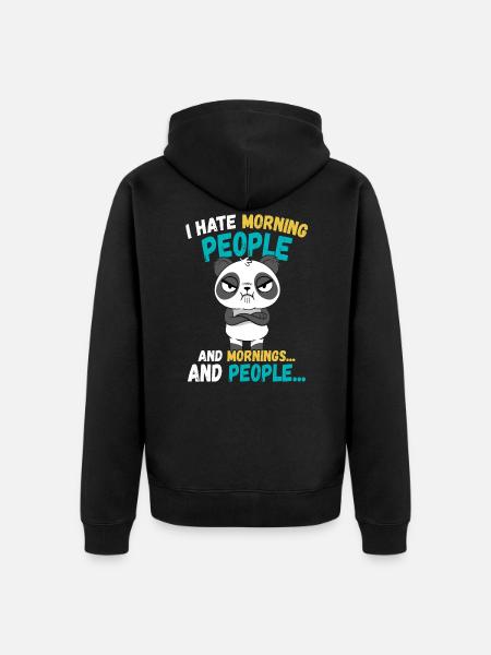 Panda Funny Animals Sayings - Unisex Premium Organic Zip Hoodie - black