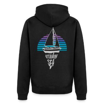 Vitamin Meer Sonnenuntergang Segler Segelboot Sege - Unisex Premium Bio Zip Hoodie - Schwarz - Hinten - Nico (187cm)