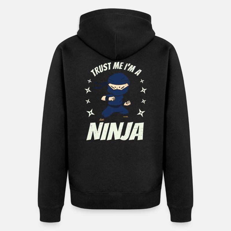 Ich bin ein Ninja - Unisex Premium Bio Zip Hoodie - Schwarz
