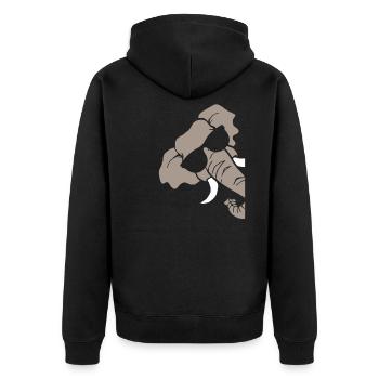 Elefant - Unisex Premium Bio Zip Hoodie - Schwarz - Hinten - Nico (187cm)