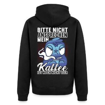 Morgenmuffel Lustige Sprüche Schlechte Laune - Unisex Premium Bio Zip Hoodie - Schwarz - Hinten - Nico (187cm)