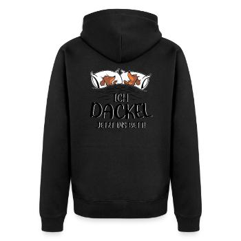 Hund Dackel Ich Dackel Jetzt Ins Bett - Unisex Premium Bio Zip Hoodie - Schwarz - Hinten - Nico (187cm)