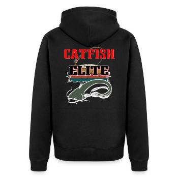 Catfish Elite - Unisex Premium Organic Zip Hoodie - black - Back - Nico (187cm)