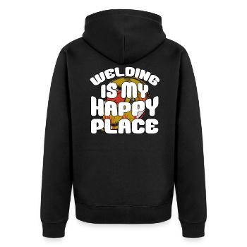Welder - Unisex Premium Organic Zip Hoodie - black - Back - Nico (187cm)