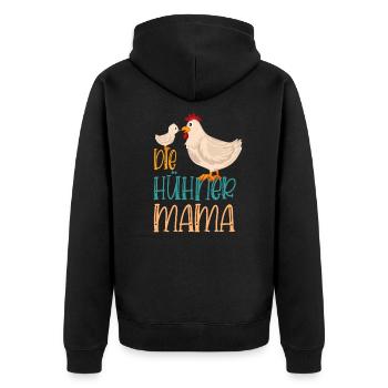Landwirt Hennen Huhn Hühner Mama - Unisex Premium Bio Zip Hoodie - Schwarz - Hinten - Nico (187cm)