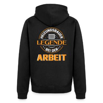 Heizungsbauer Heizungsbau Klempner Installateur - Unisex Premium Bio Zip Hoodie - Schwarz - Hinten - Nico (187cm)