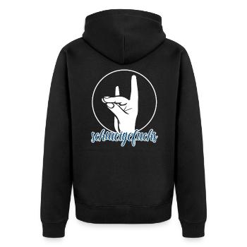 Schweigefuchs Lehrer Grundschule Kindergarten - Unisex Premium Bio Zip Hoodie - Schwarz - Hinten - Nico (187cm)