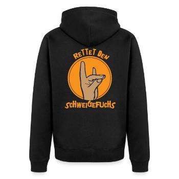 Schweigefuchs Lehrer Grundschule Kindergarten - Unisex Premium Bio Zip Hoodie - Schwarz - Hinten - Nico (187cm)