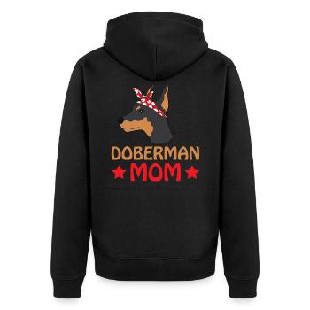 Dobermann - Unisex Premium Bio Zip Hoodie - Schwarz - Hinten - Nico (187cm)