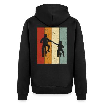 Father & Son Bicycle Design - Unisex Premium Organic Zip Hoodie - black - Back - Nico (187cm)