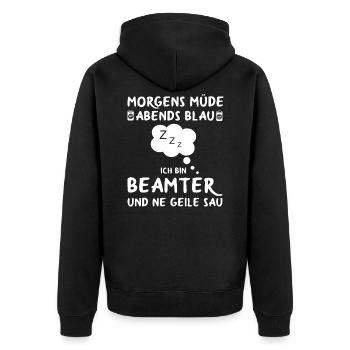 Beamter Verbeamtet Beamten Beamte Sprüche - Unisex Premium Bio Zip Hoodie - Schwarz - Hinten - Nico (187cm)