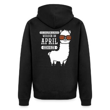 April Geburtstag Alpaka Spruch Lustig - Unisex Premium Bio Zip Hoodie - Schwarz - Hinten - Nico (187cm)