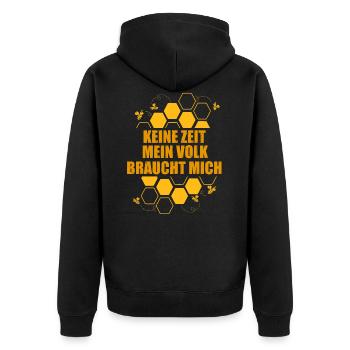 Keine Zeit mein Volk braucht mich Biene Imker - Unisex Premium Bio Zip Hoodie - Schwarz - Hinten - Nico (187cm)