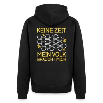 Keine Zeit mein Volk braucht mich Biene Imker - Unisex Premium Bio Zip Hoodie - Schwarz - Hinten - Nico (187cm)